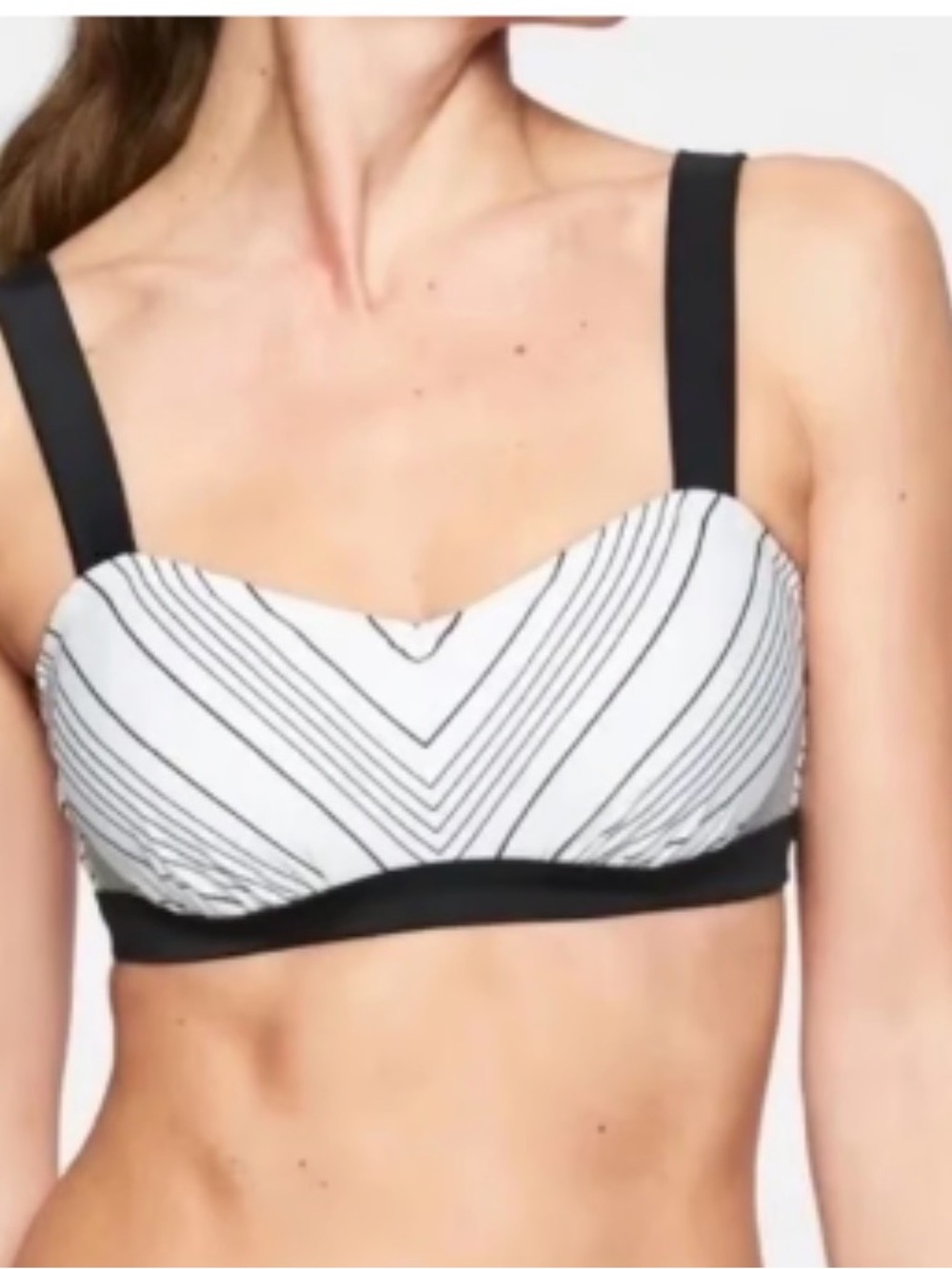 Athleta 36B/C White & Black Striped Underwire Bikini Top Swimwear